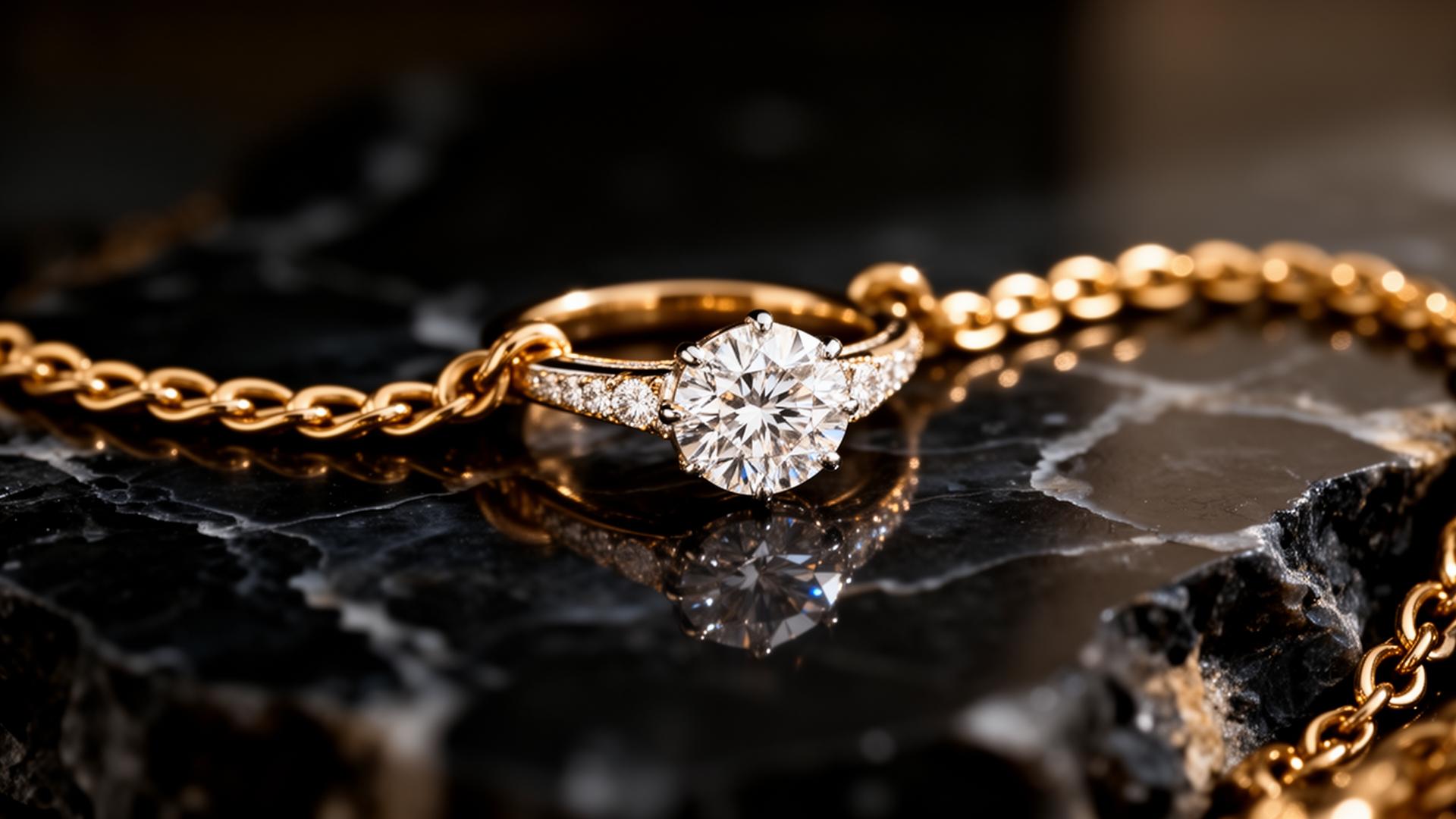 Luxero diamond ring and gold chain